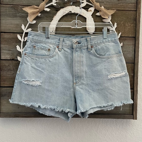 Rag & Bone Glena cotton‎ distressed denim jean shorts size 31